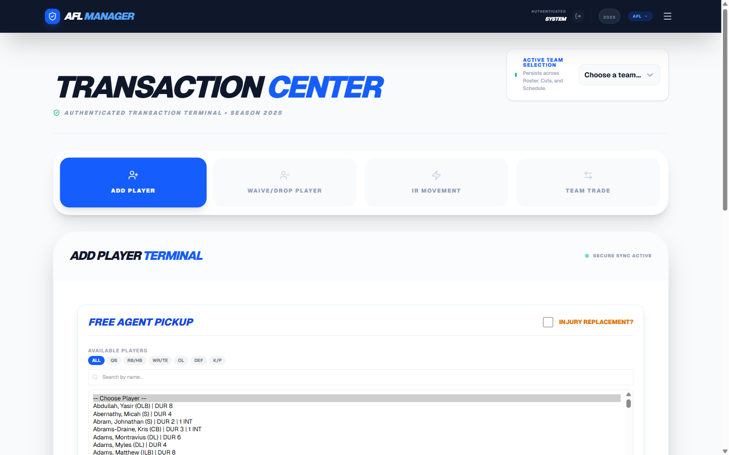 Transactions Page